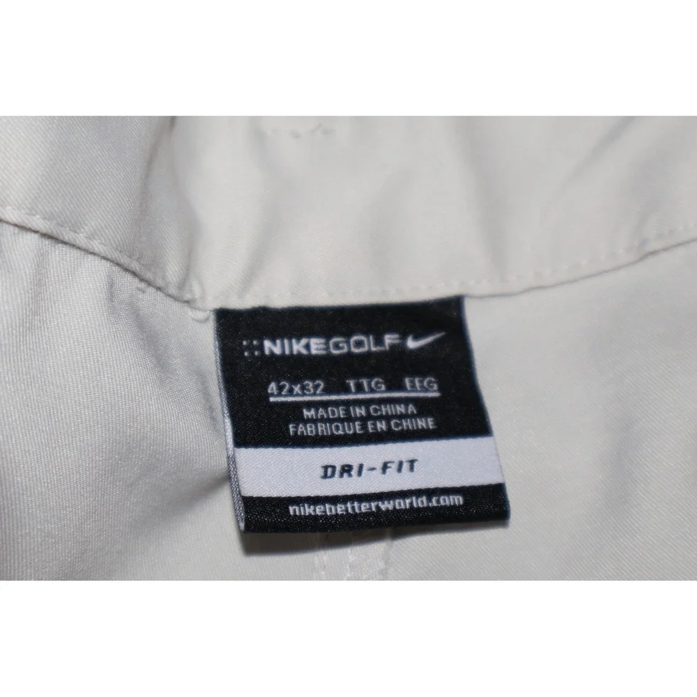 Nike Golf Pants Mens 42x32 Khaki Dri-Fit Flat Performance Chino Polyester **